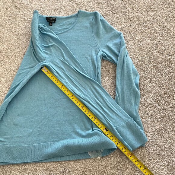 Talbots Pure Merino Wool Sky Blue Pearl Accent Sweater size Petite Medium NWOT - Picture 7 of 9
